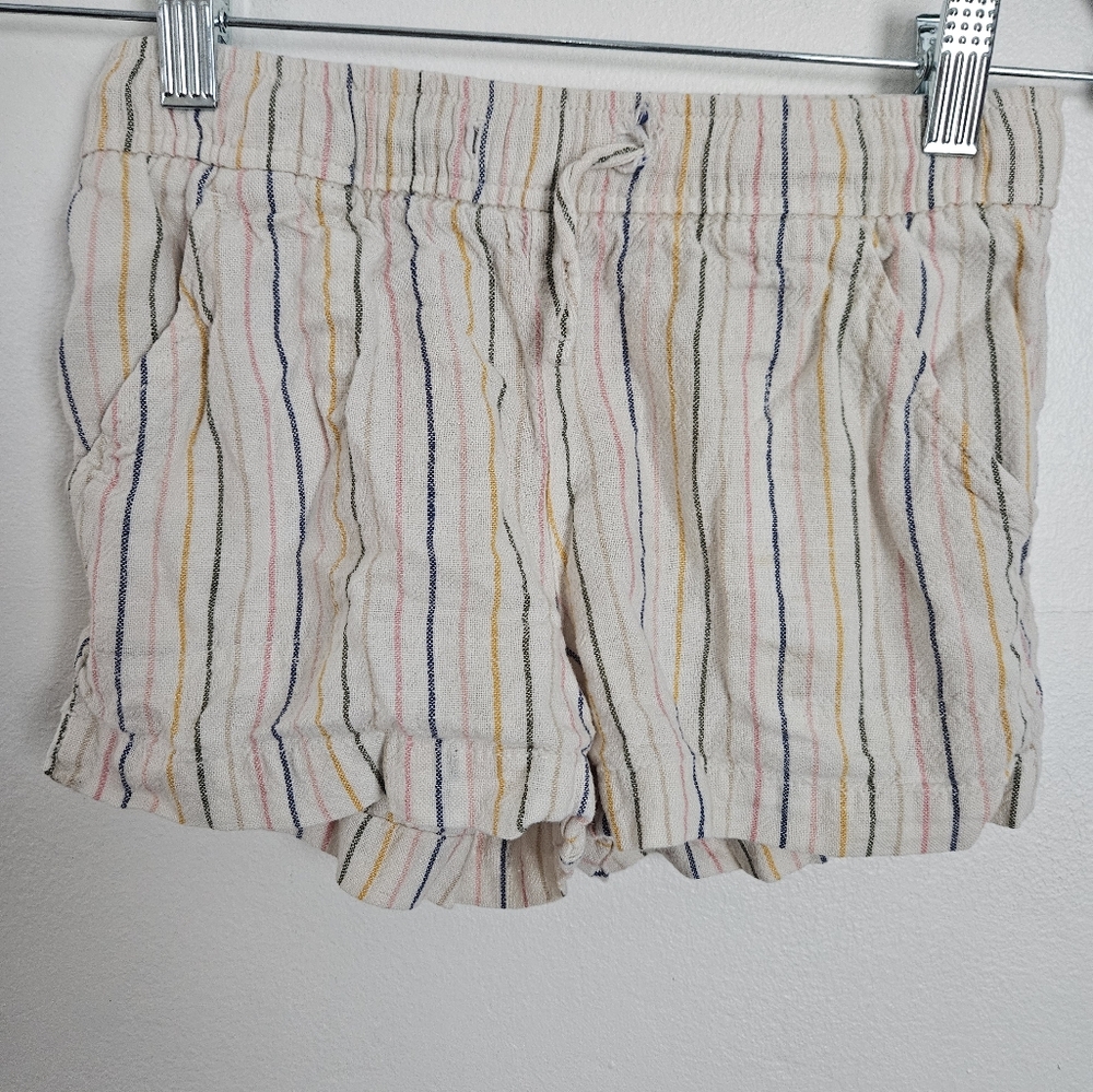 Old Navy Kids Striped Linen Blend Shorts‎ Elastic Waist Drawstring Size M 8